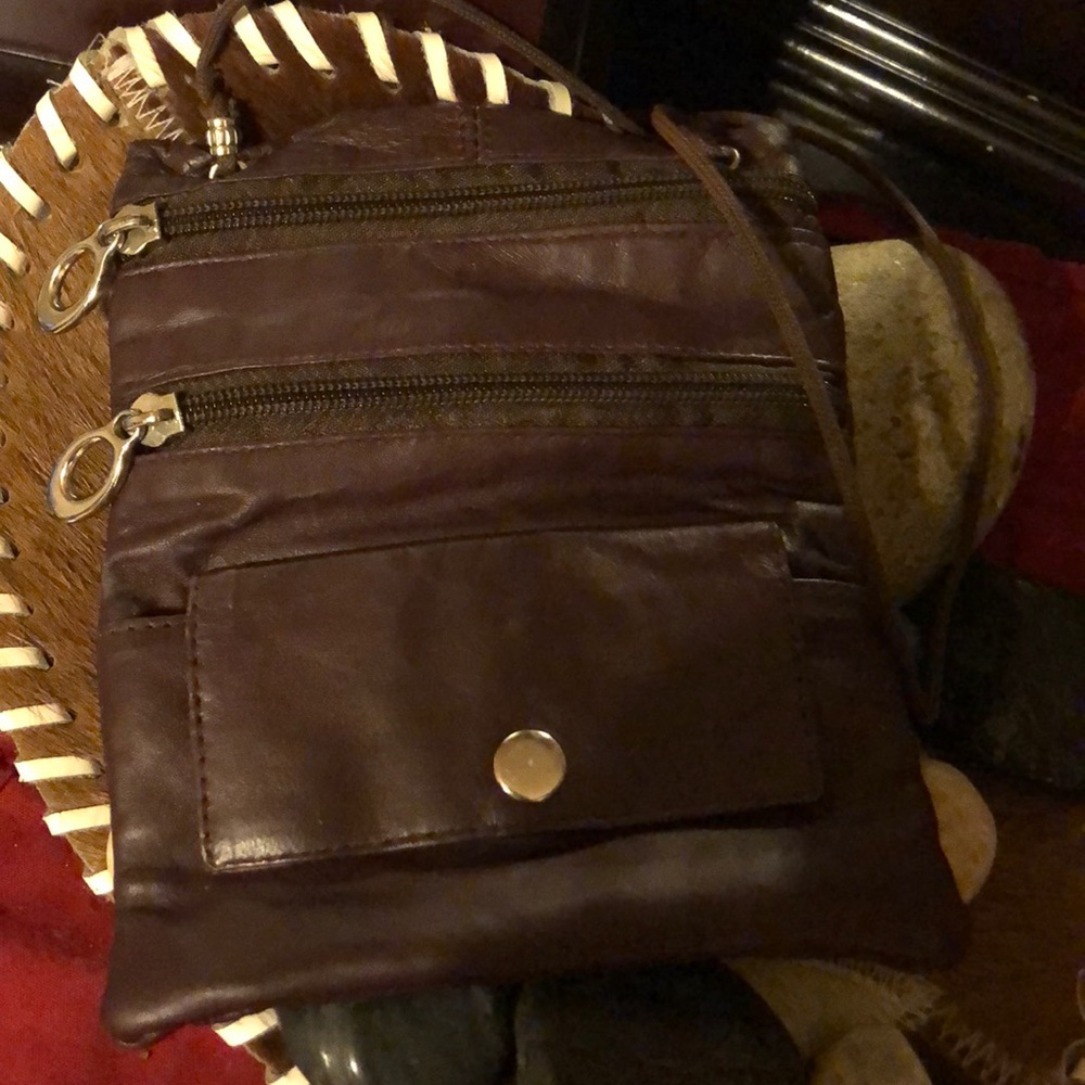 Burgundy leather shoulder or cross bag